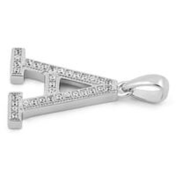 Sterling Silver 925 Letter “A” CZ Pendant Necklace - Picture 2 of 6
